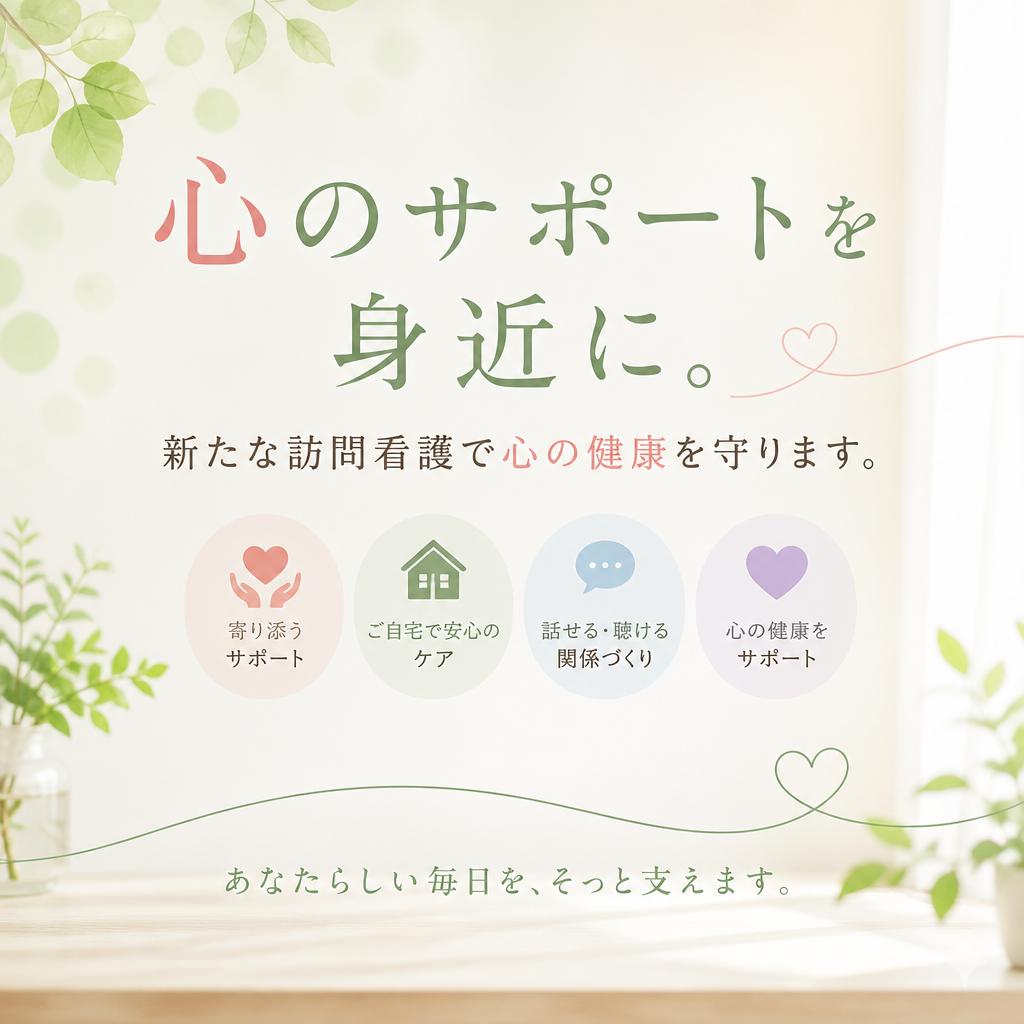 心のサポートを身近に。新たな訪問看護で心の健康を守ります。