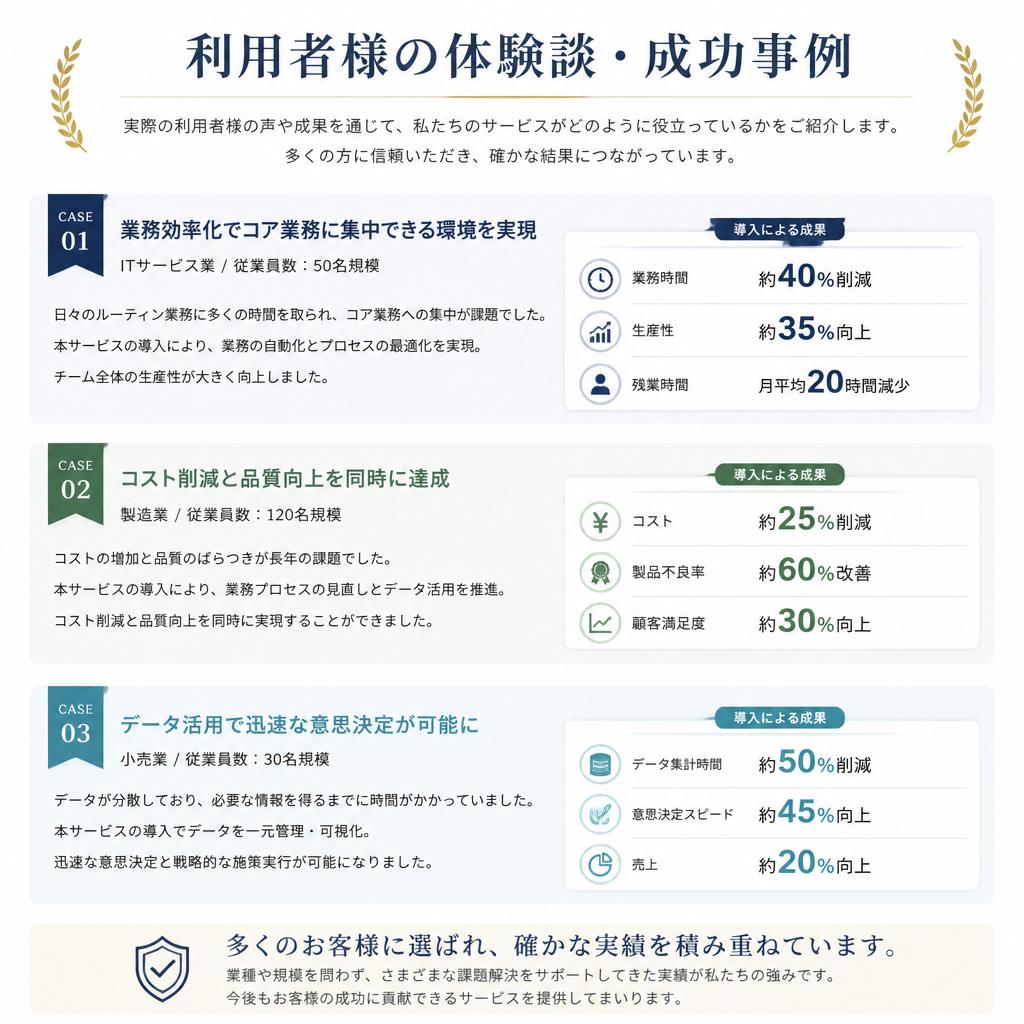 利用者の声、成功事例