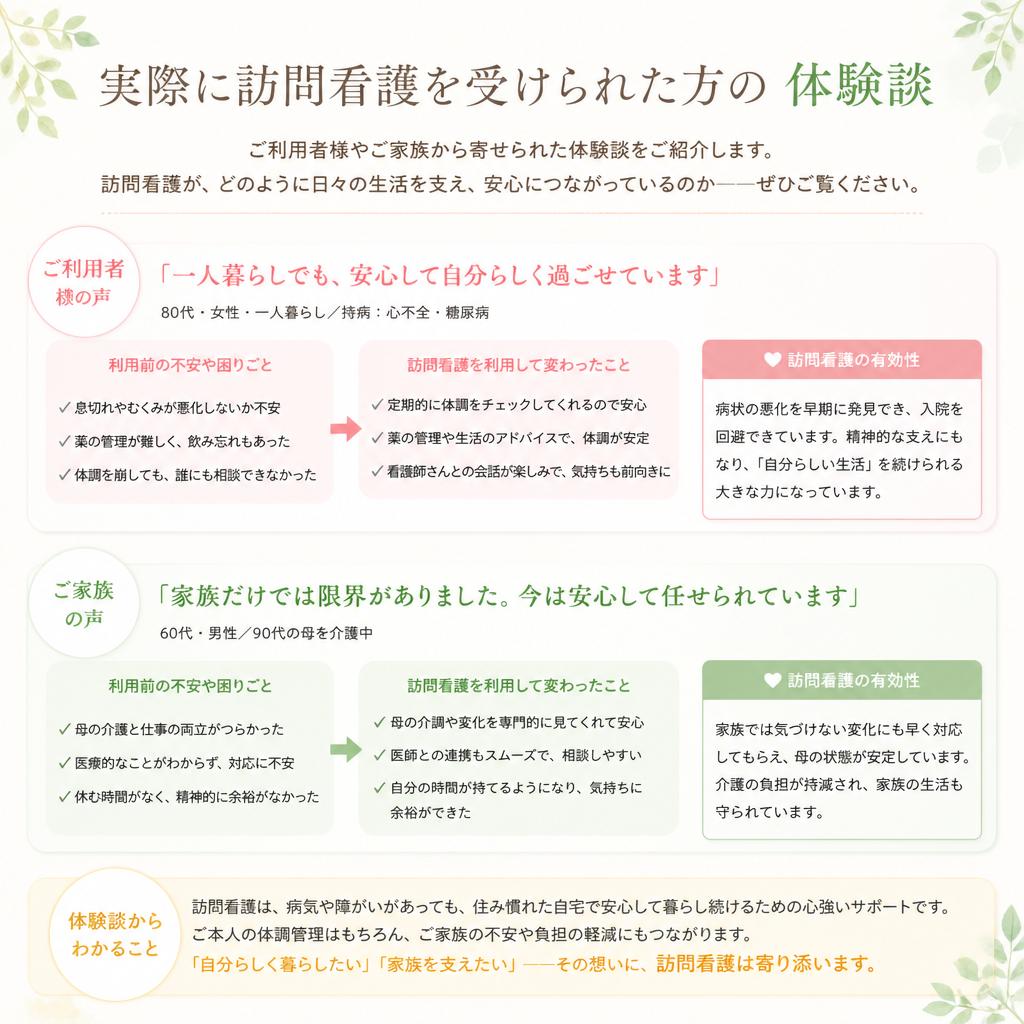 利用者様の声：リアルな体験談