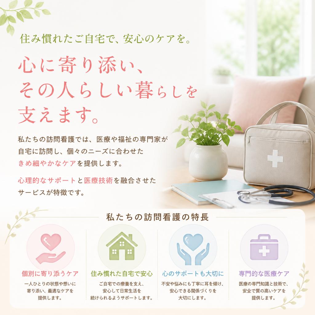 訪問看護の特徴：専門的なサポートを自宅で受けられる