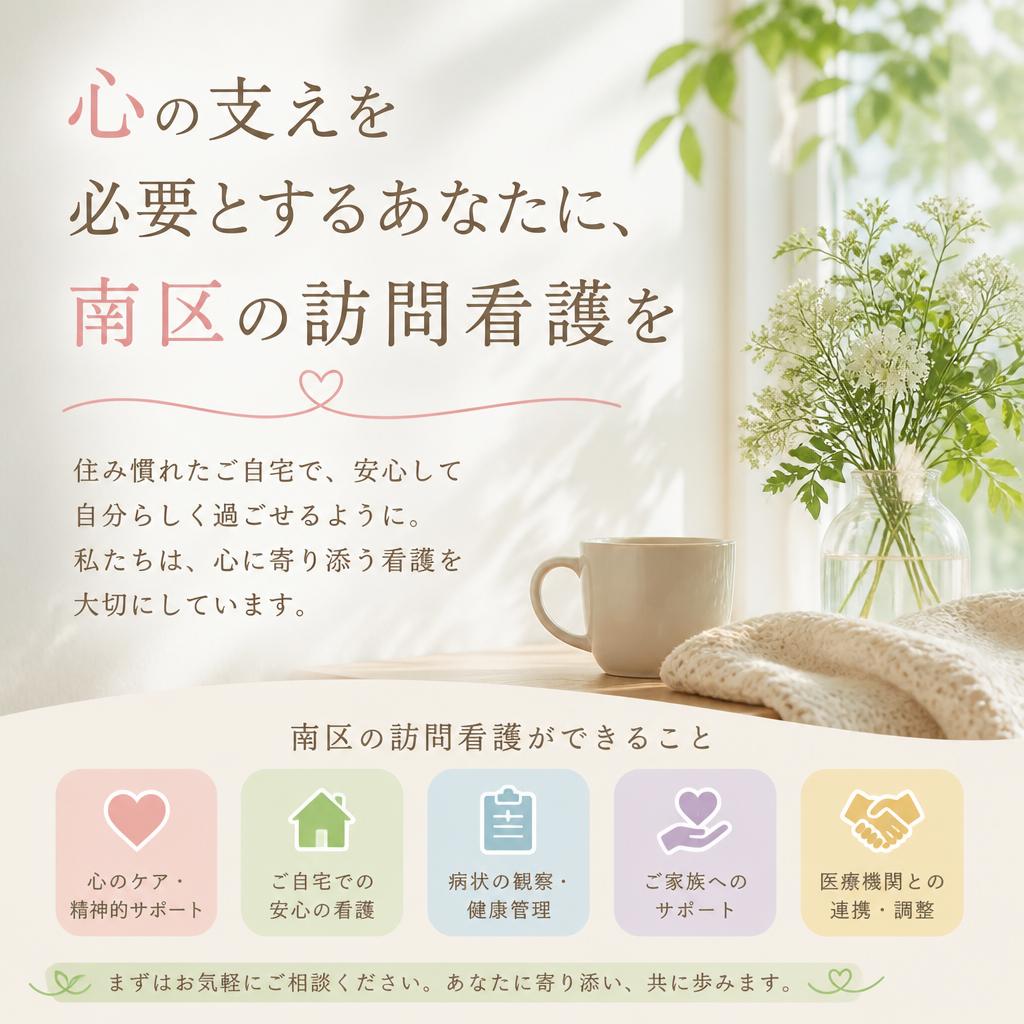 心の支えを必要とするあなたに、南区の訪問看護を