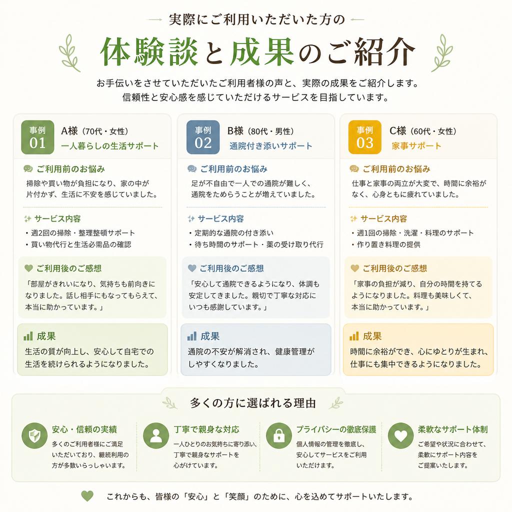 利用者様の声と実績