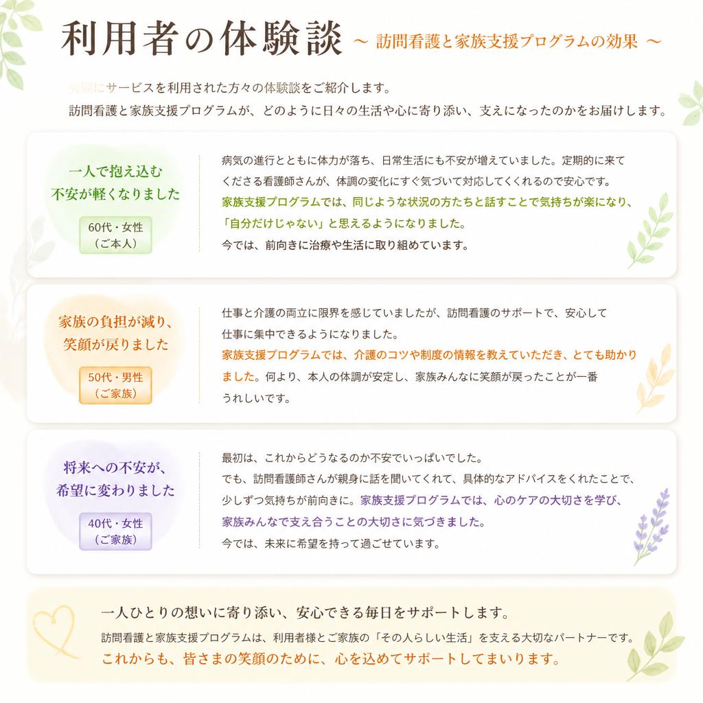 利用者様の声・体験談
