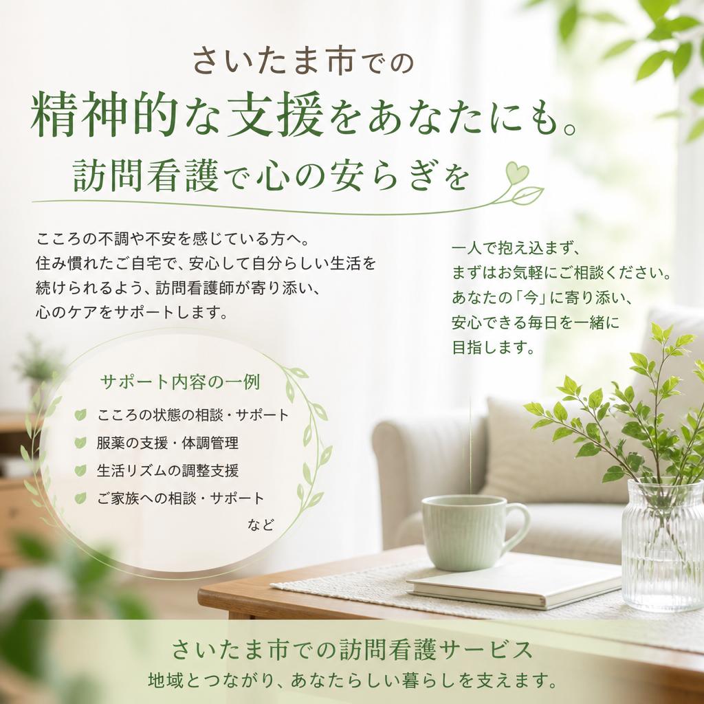 さいたま市での精神的な支援をあなたにも。訪問看護で心の安らぎを